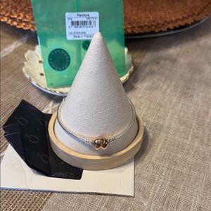 Pandora Silver Bracelet with Gold Charm